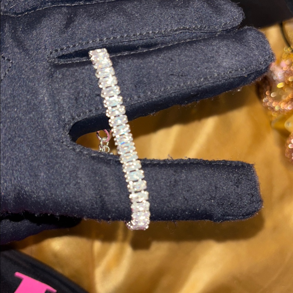 Elegant Baguette Silver Tennis Bracelet - Picture 6 of 6